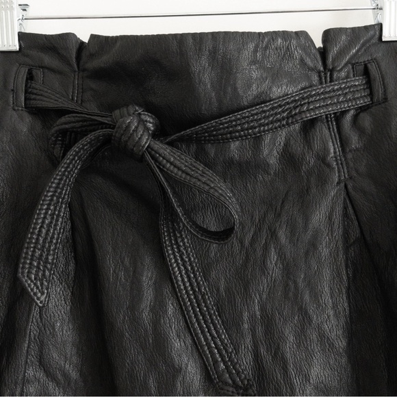 Free People Black Vegan Leather Belted Mini Skirt - Picture 5 of 12